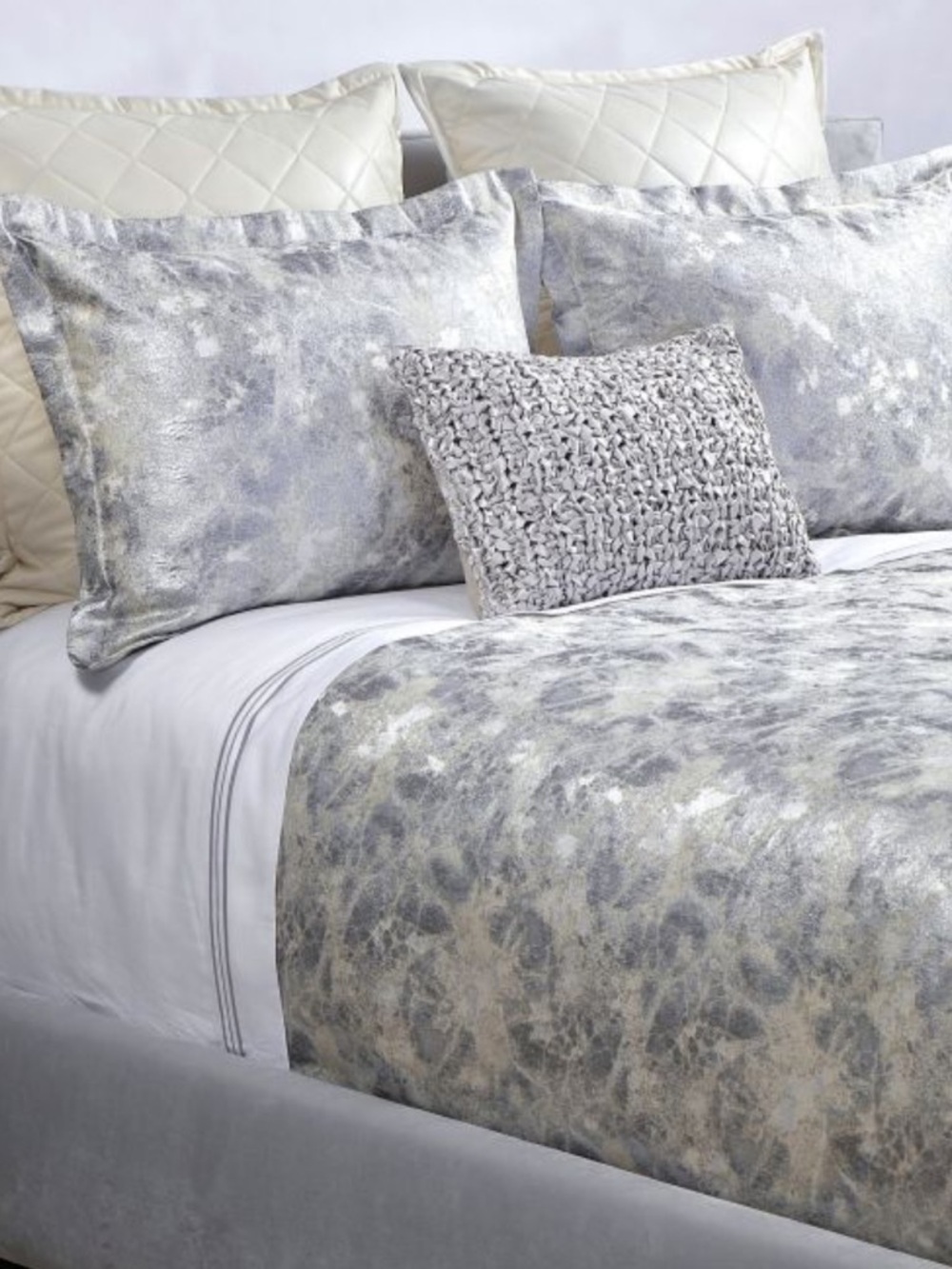 The Art Of Home Ann Gish King Duvet Set Terrazzo Silver New $525 W/Pillow Shams - Picture 2 of 12